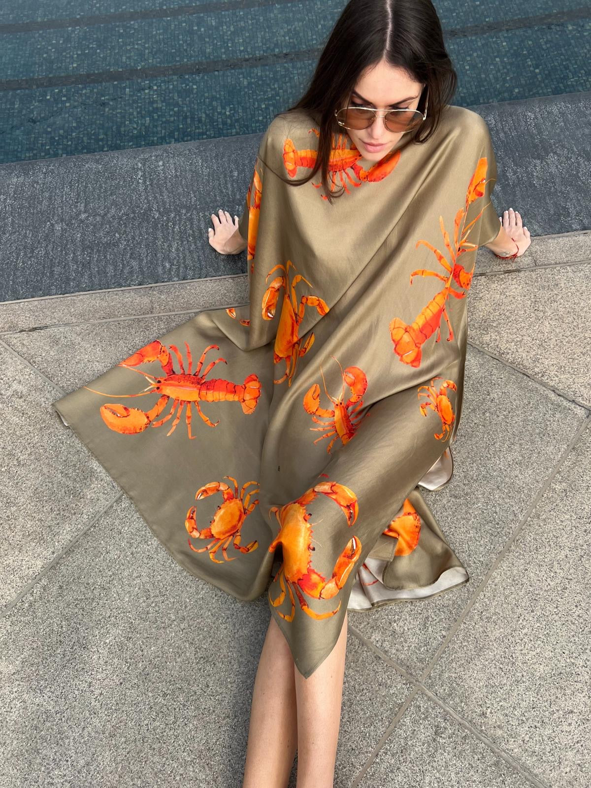 CRAB & LOBSTER SILK TUNIC - TAUPE