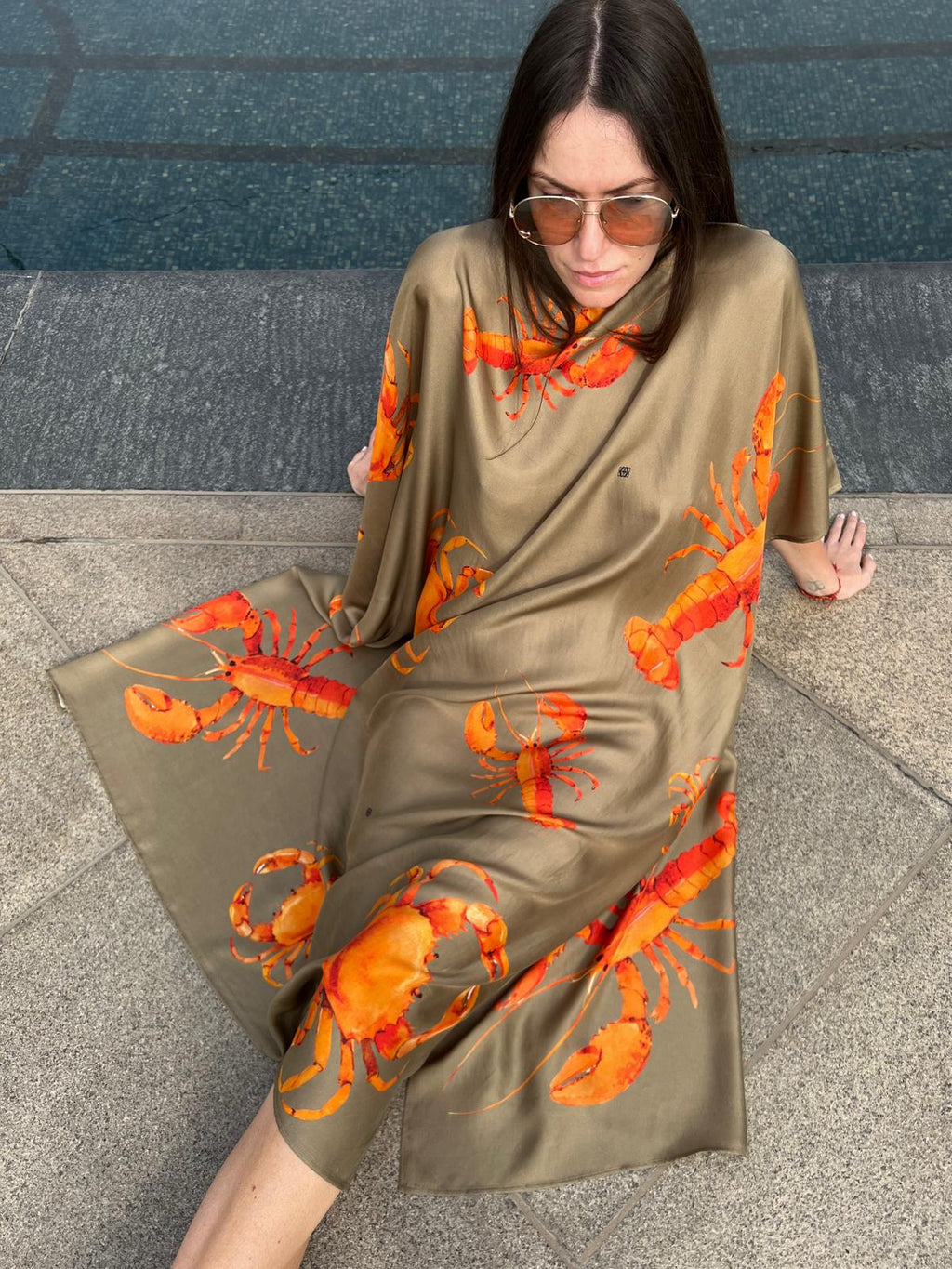 CRAB & LOBSTER SILK TUNIC - TAUPE