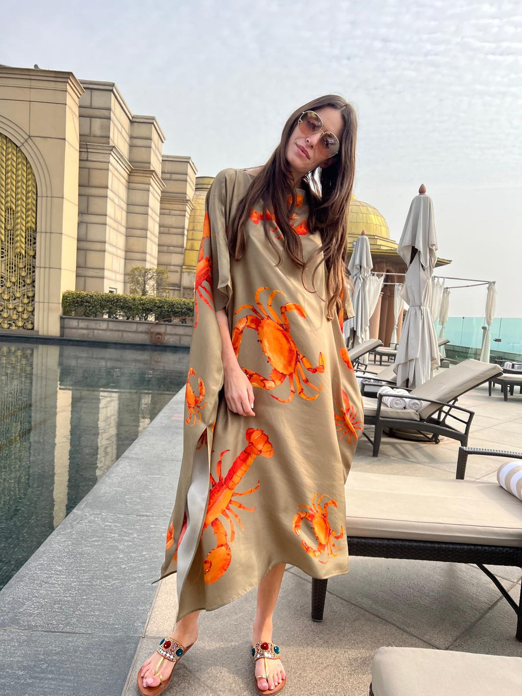 CRAB & LOBSTER SILK TUNIC - TAUPE