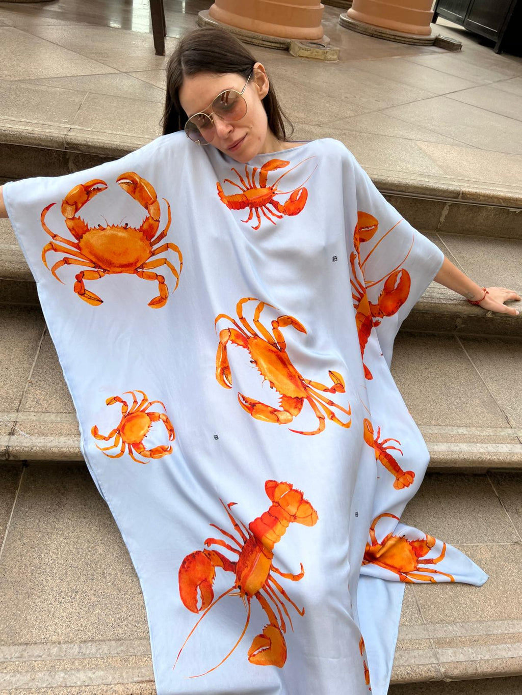 CRAB & LOBSTER SILK TUNIC - LIGHT BLUE