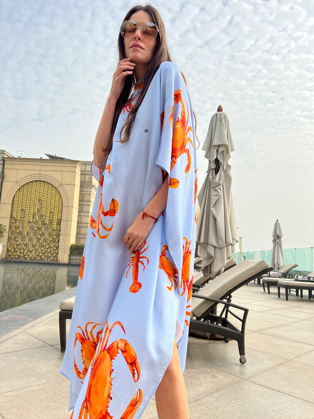 CRAB & LOBSTER SILK TUNIC - LIGHT BLUE