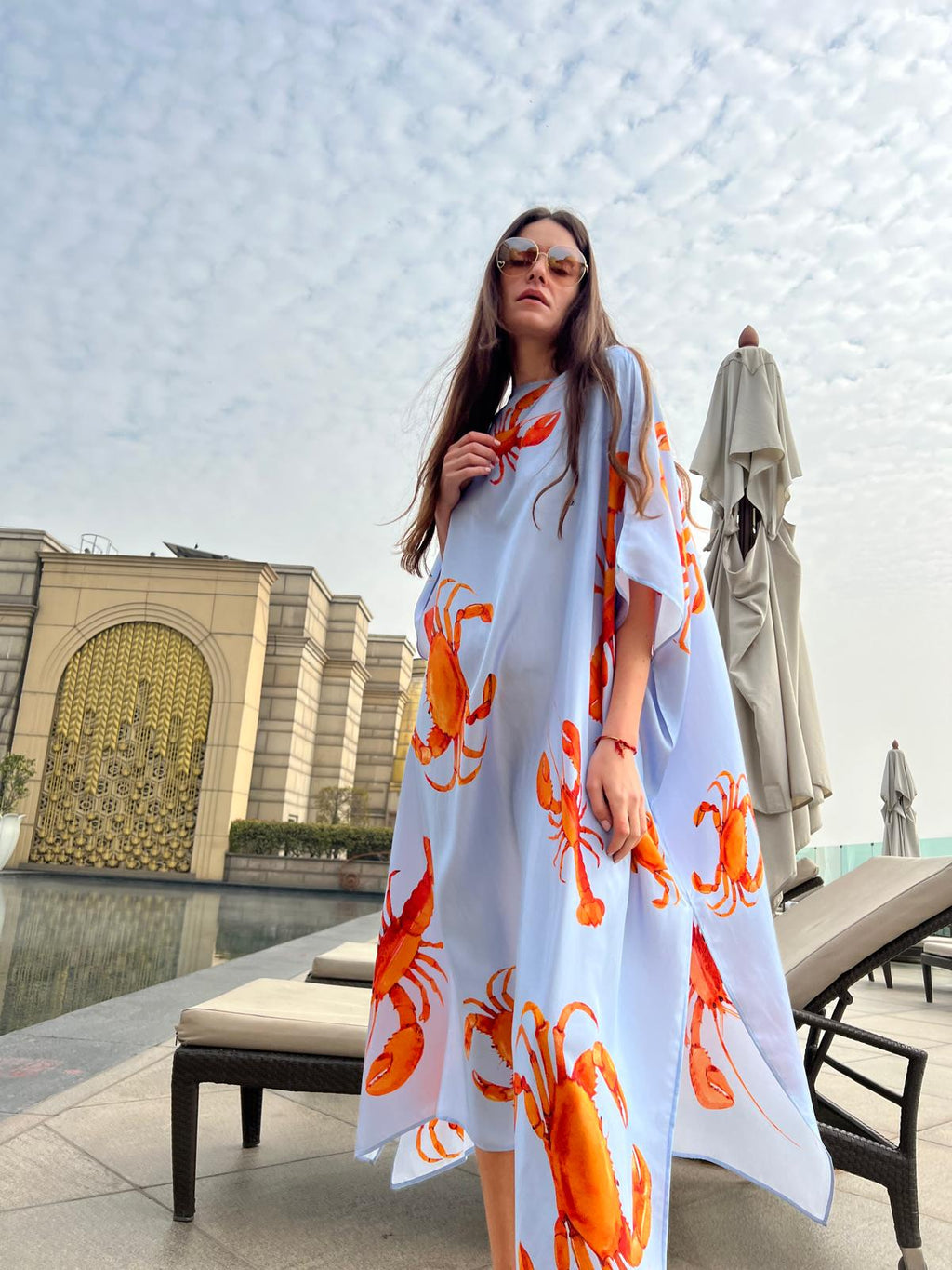 CRAB & LOBSTER SILK TUNIC - LIGHT BLUE