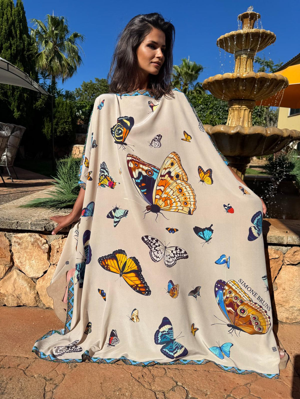 VENICE BUTTERFLY SILK TUNIC - TAUPE