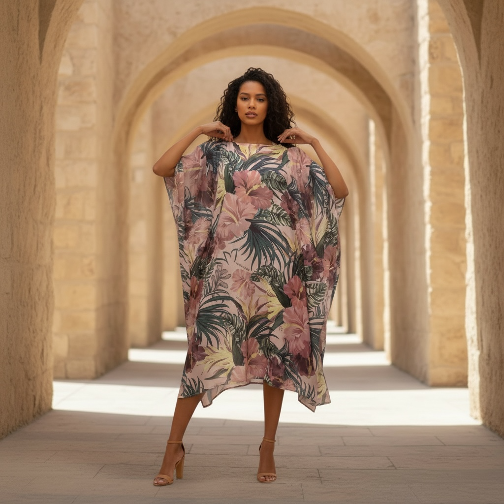 HIBISCUS SILK TUNIC - TAUPE