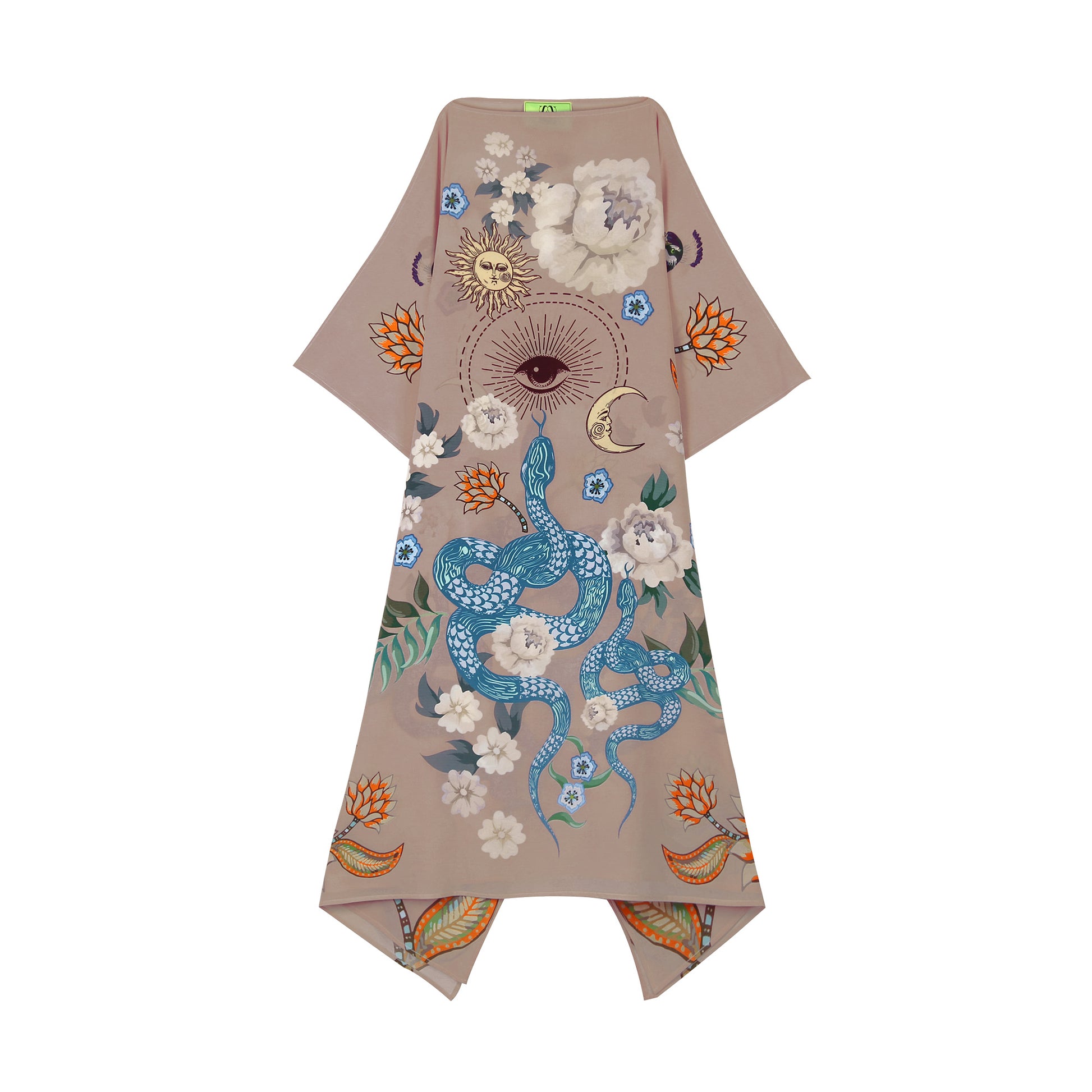 PEAFOWL SILK TUNIC - TAUPE