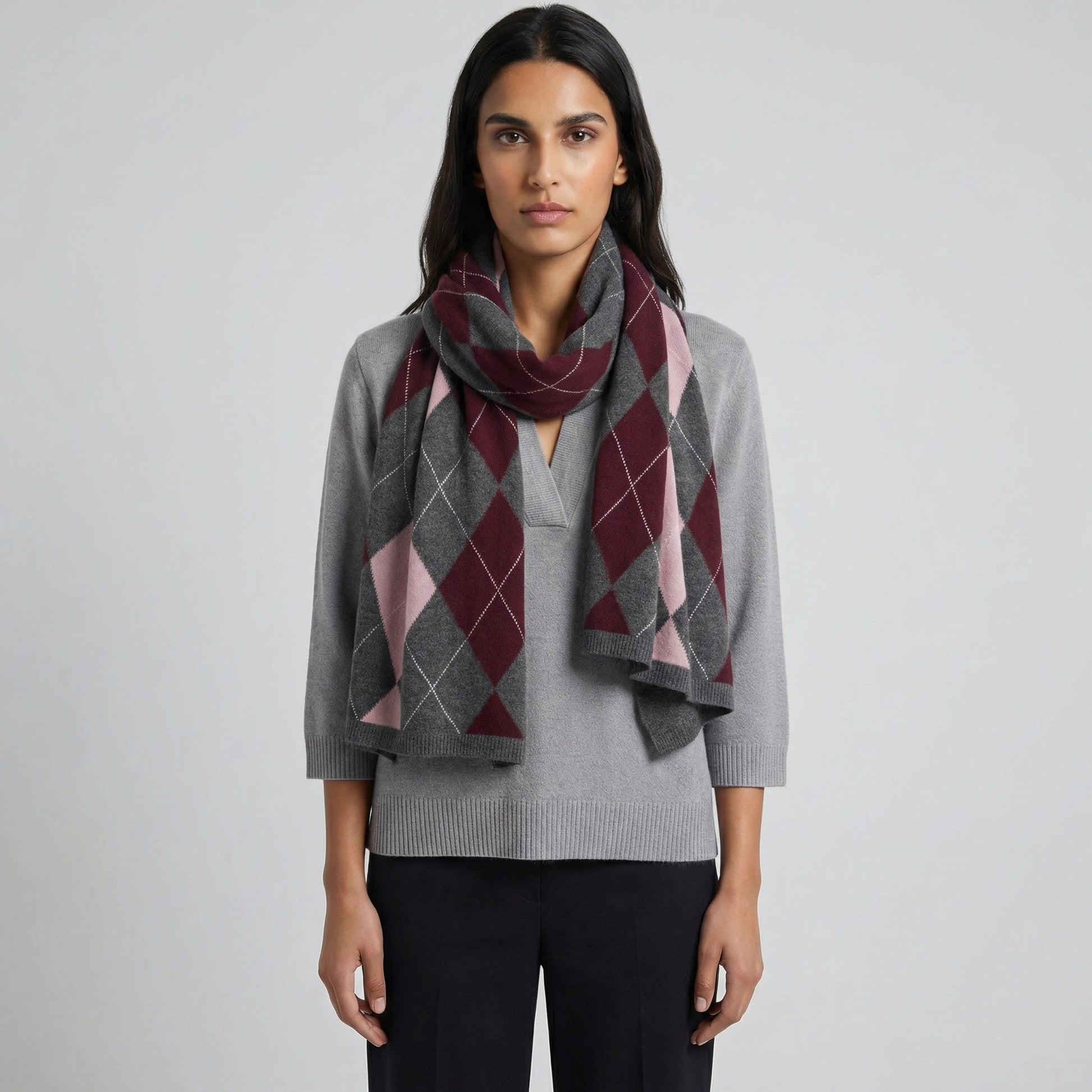 DIAMOND SCARF - FLANNEL/HAWTHORN