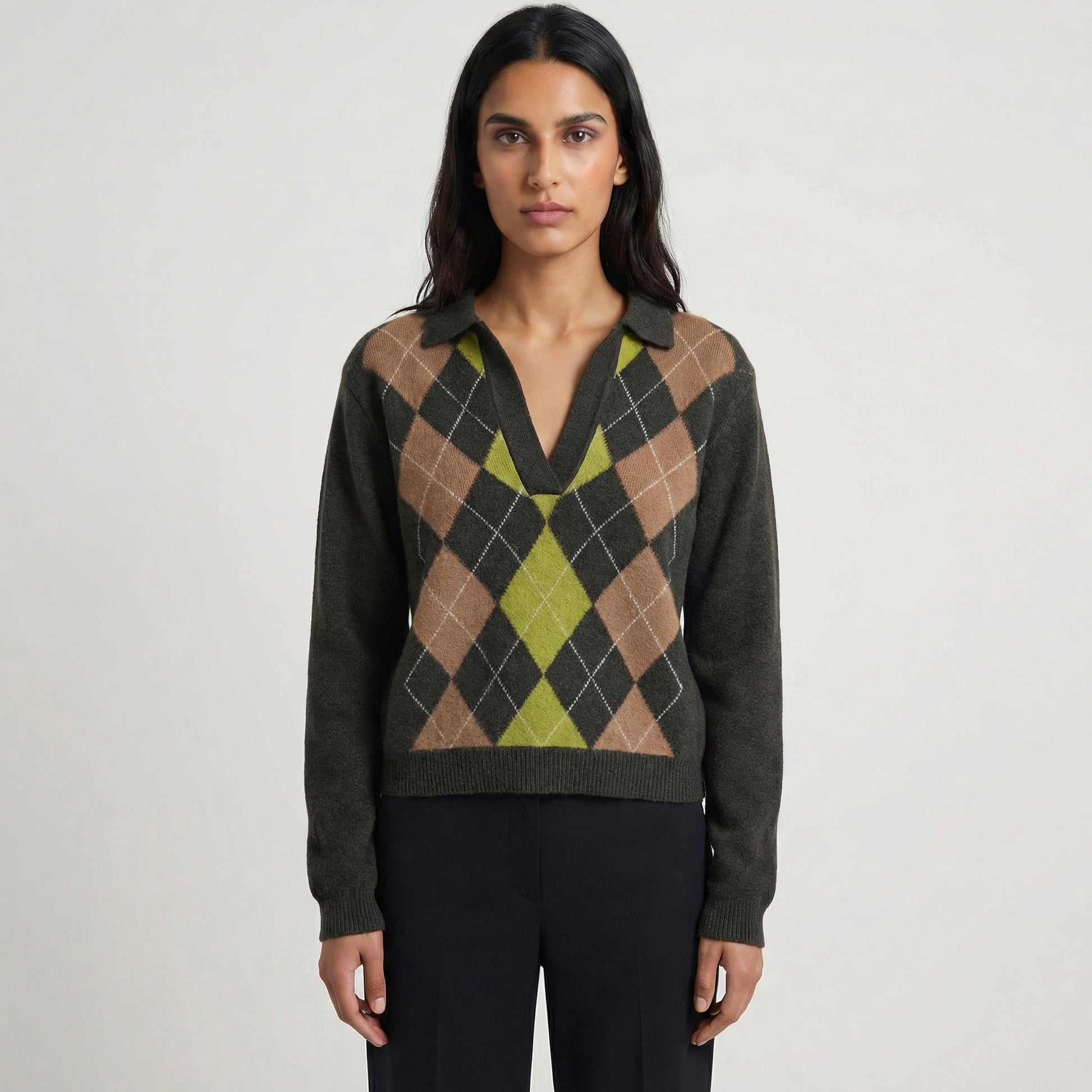 CROPPED DIAMOND POLO - COMPOST/ENCHANTED