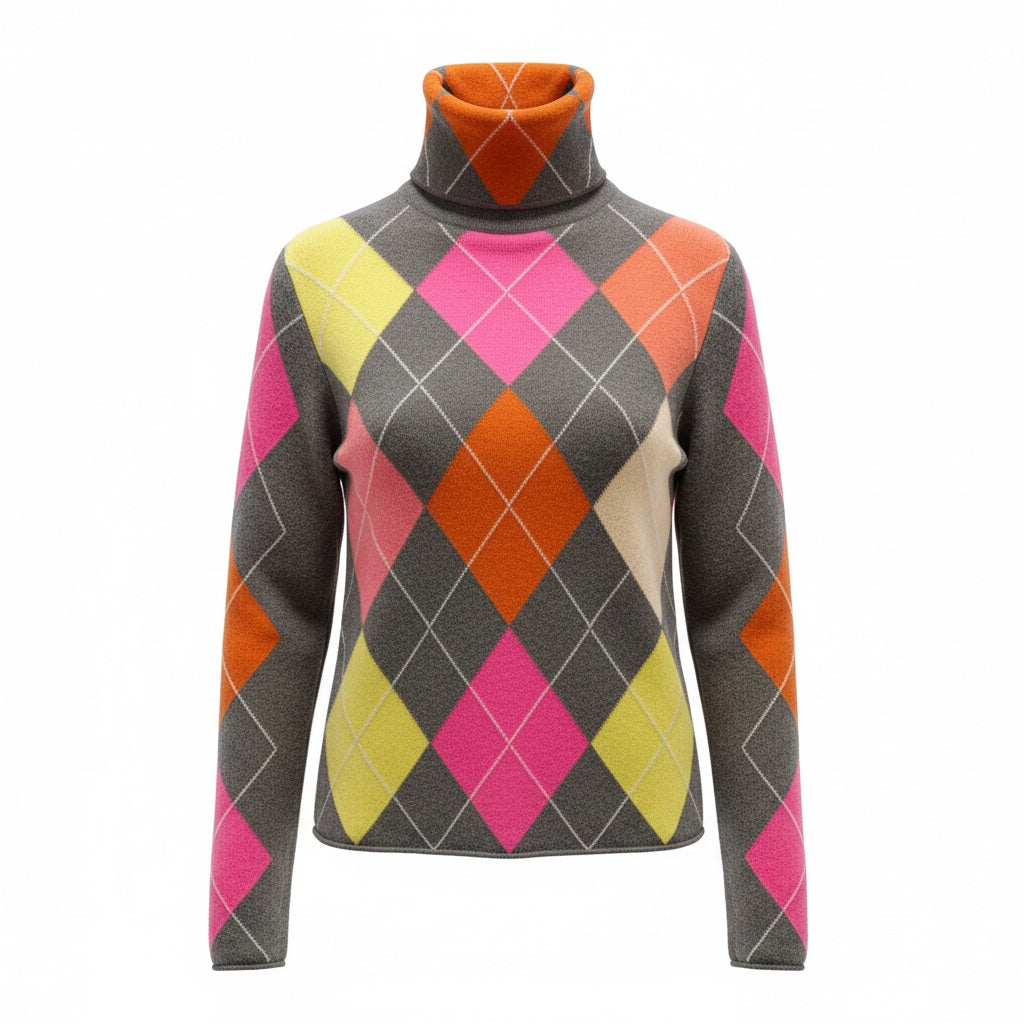 LUNA EXTRA DIAMOND SWEATER - CHARCOAL/DAYGLOW