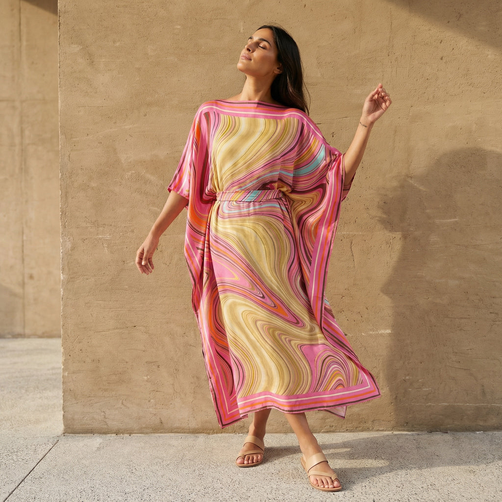 SWIRL EVENING DRESS - PINK