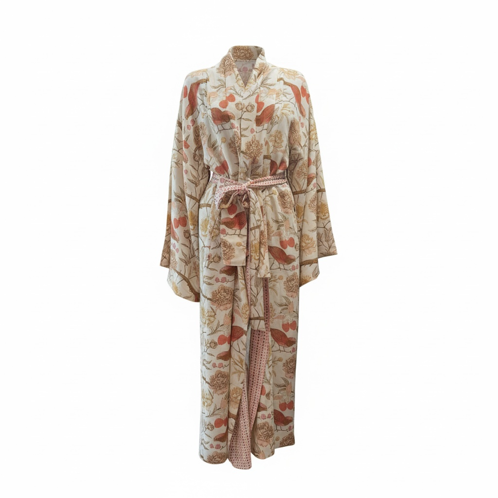 BIRD PARADISE KAMI KIMONO -  CREME/DOTS CREME