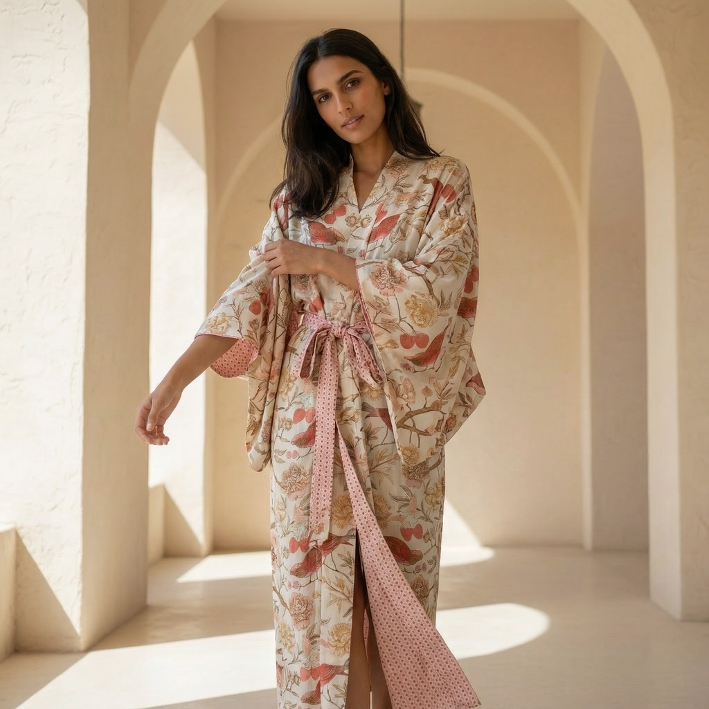 BIRD PARADISE KAMI KIMONO -  CREME/DOTS CREME