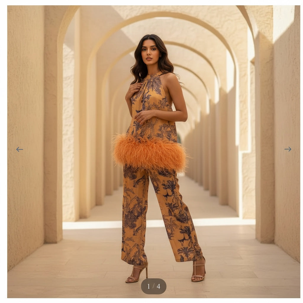 LEODEEN NIA PANTS - CAMEL/BLACK