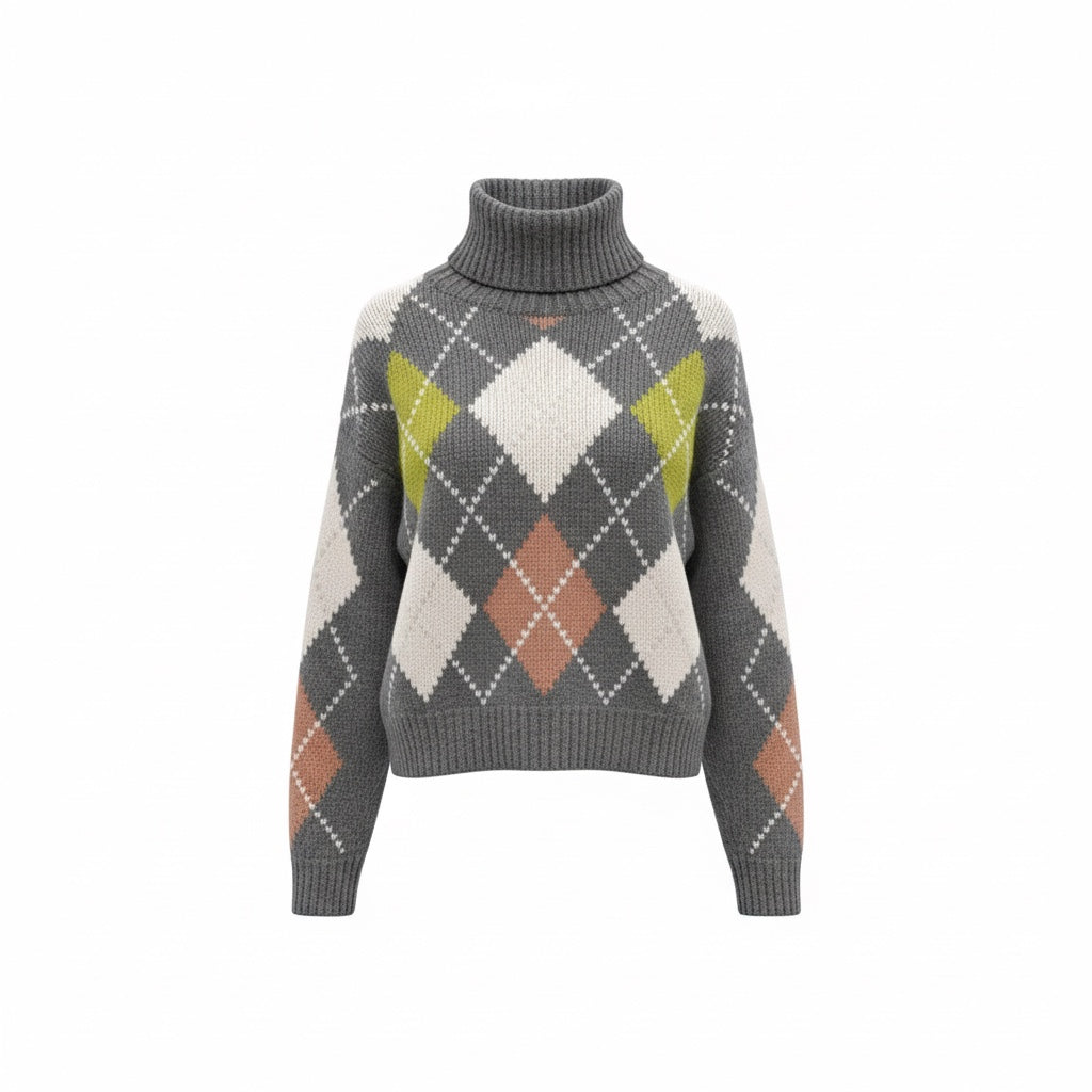 GABRIELLE EXTRA DIAMOND SWEATER - OLIVE/SWADDLE