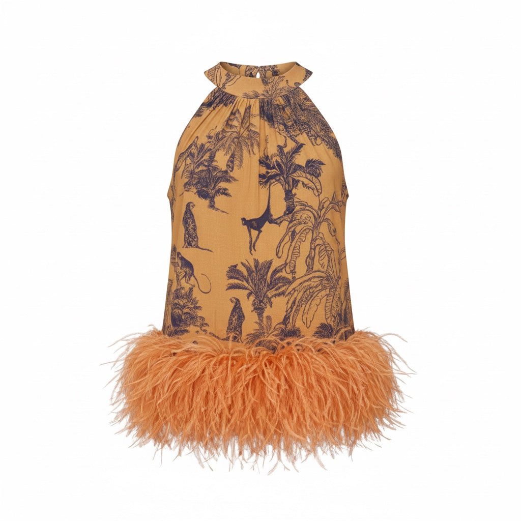 LEODEEN NIA TOP - CAMEL/BLACK