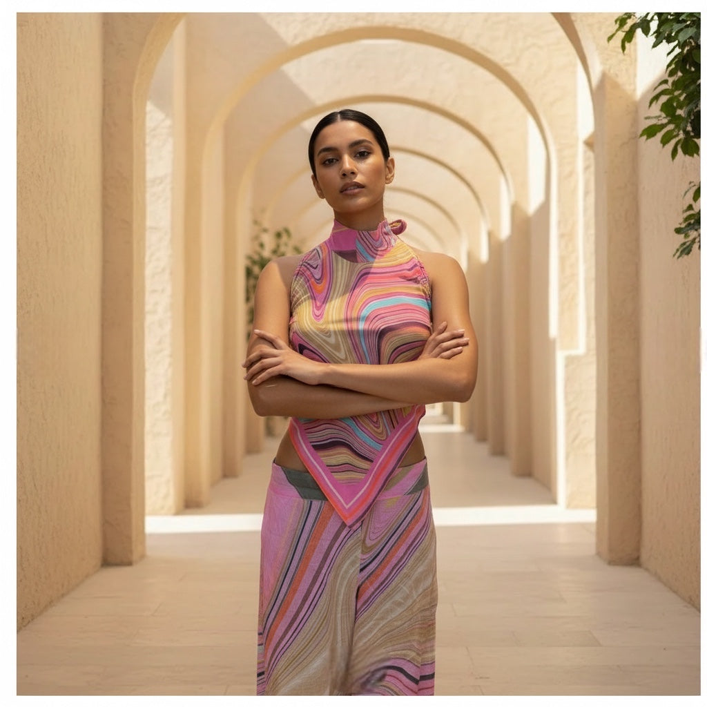 SWIRL BEACH TOP - ROSE