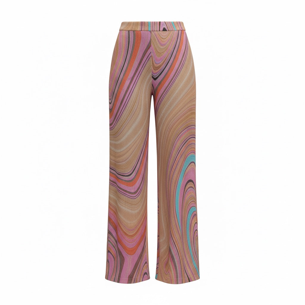 SWIRL HIGH WAIST PANTS - PINK