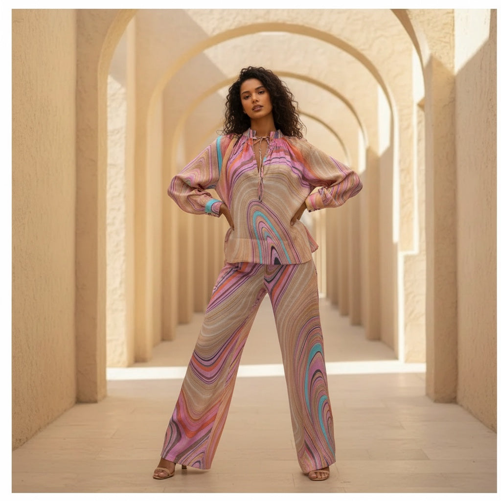 SWIRL SARA BLOUSE RAMIE - ROSE