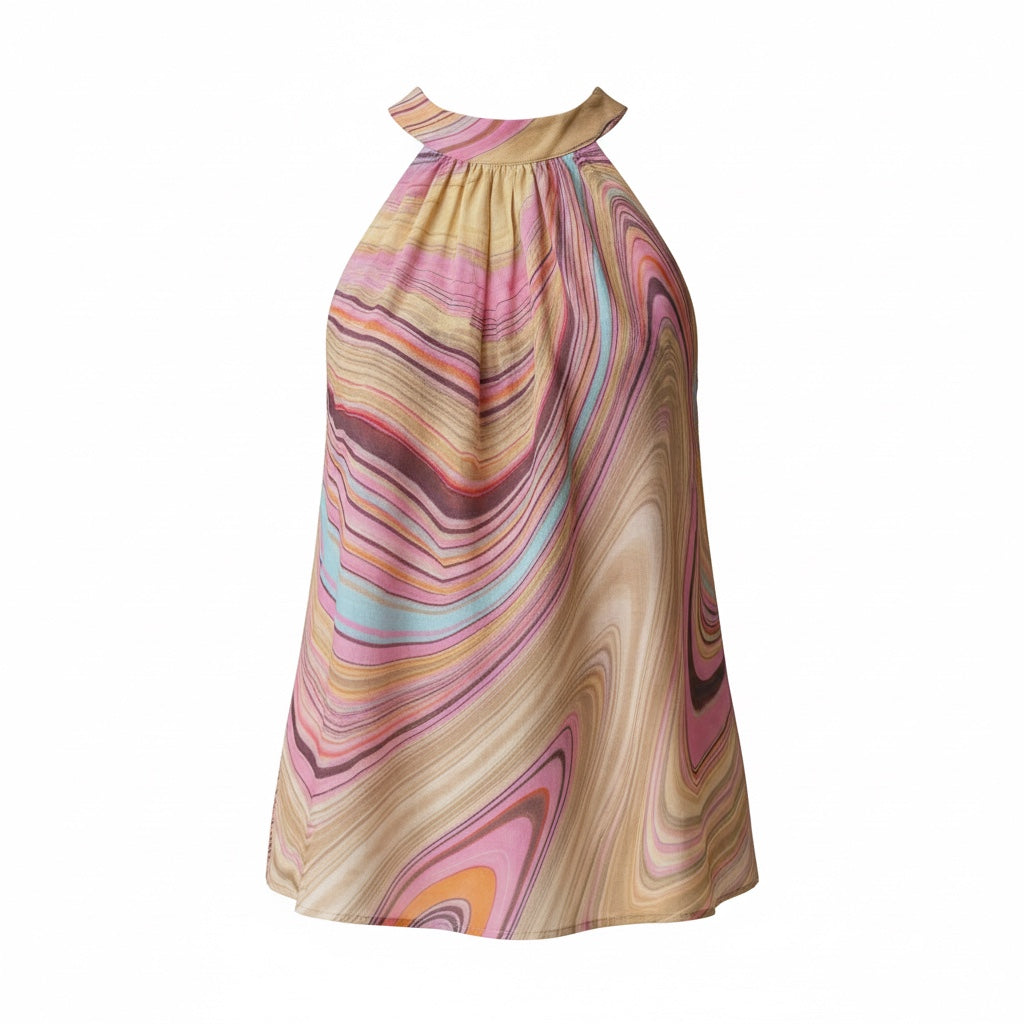 SWIRL NIA TOP RAMIE - ROSE