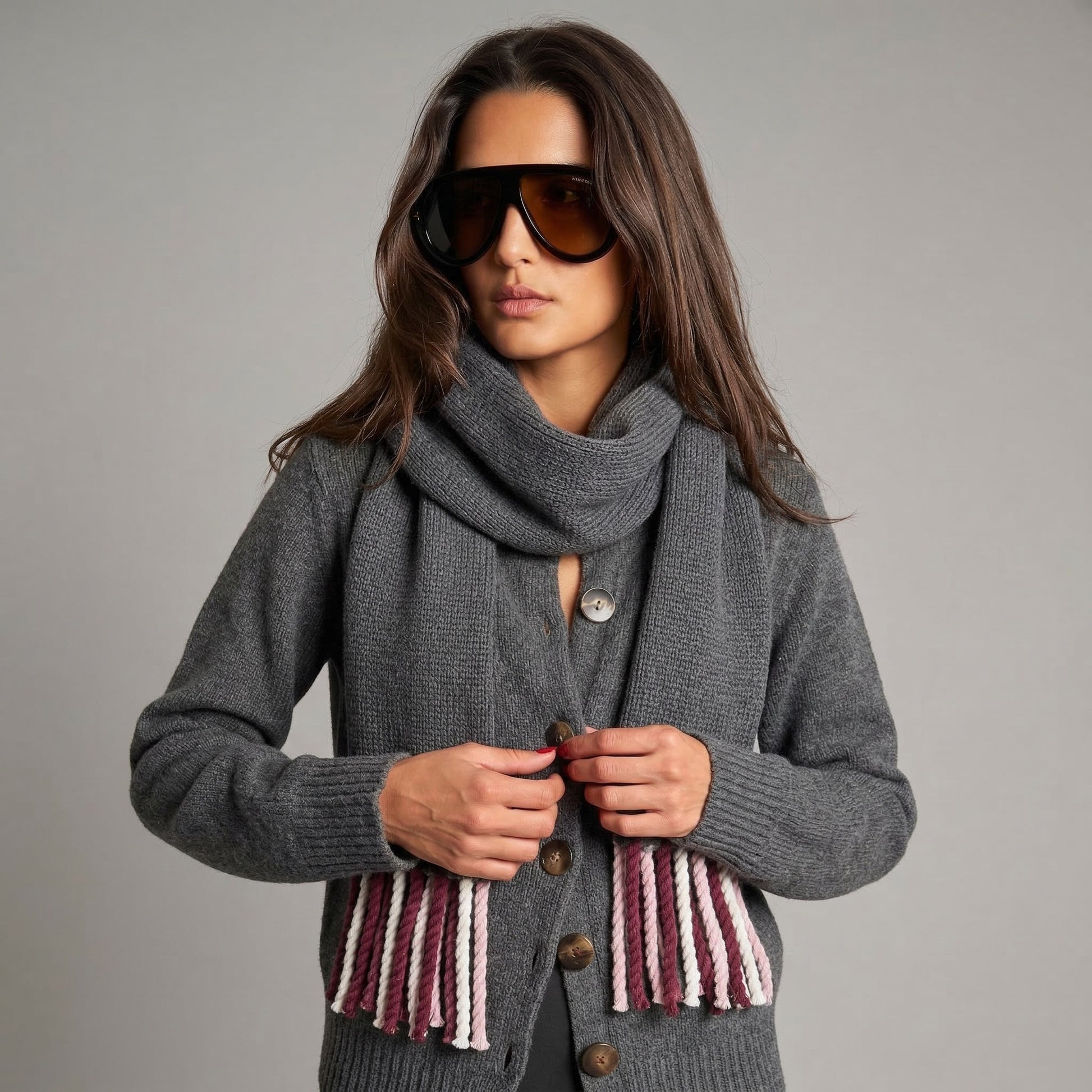 COLORFUL FRINGES SCARF - FLANNEL