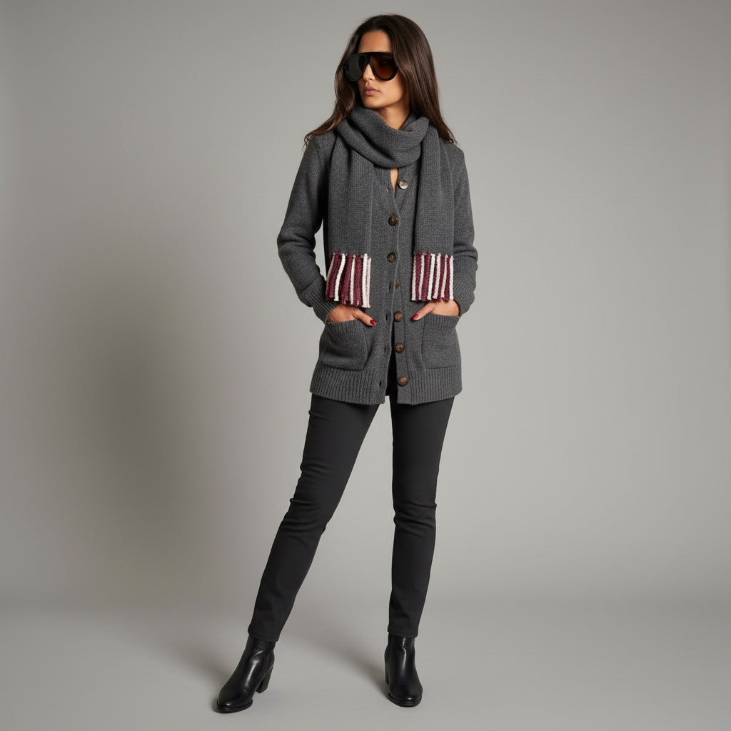 COLORFUL FRINGES SCARF - FLANNEL