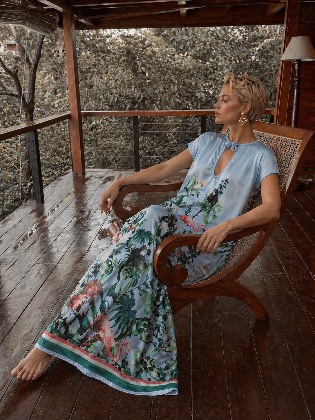 JUNGLE ANIMALS KIMI DRESS - LIGHT BLUE