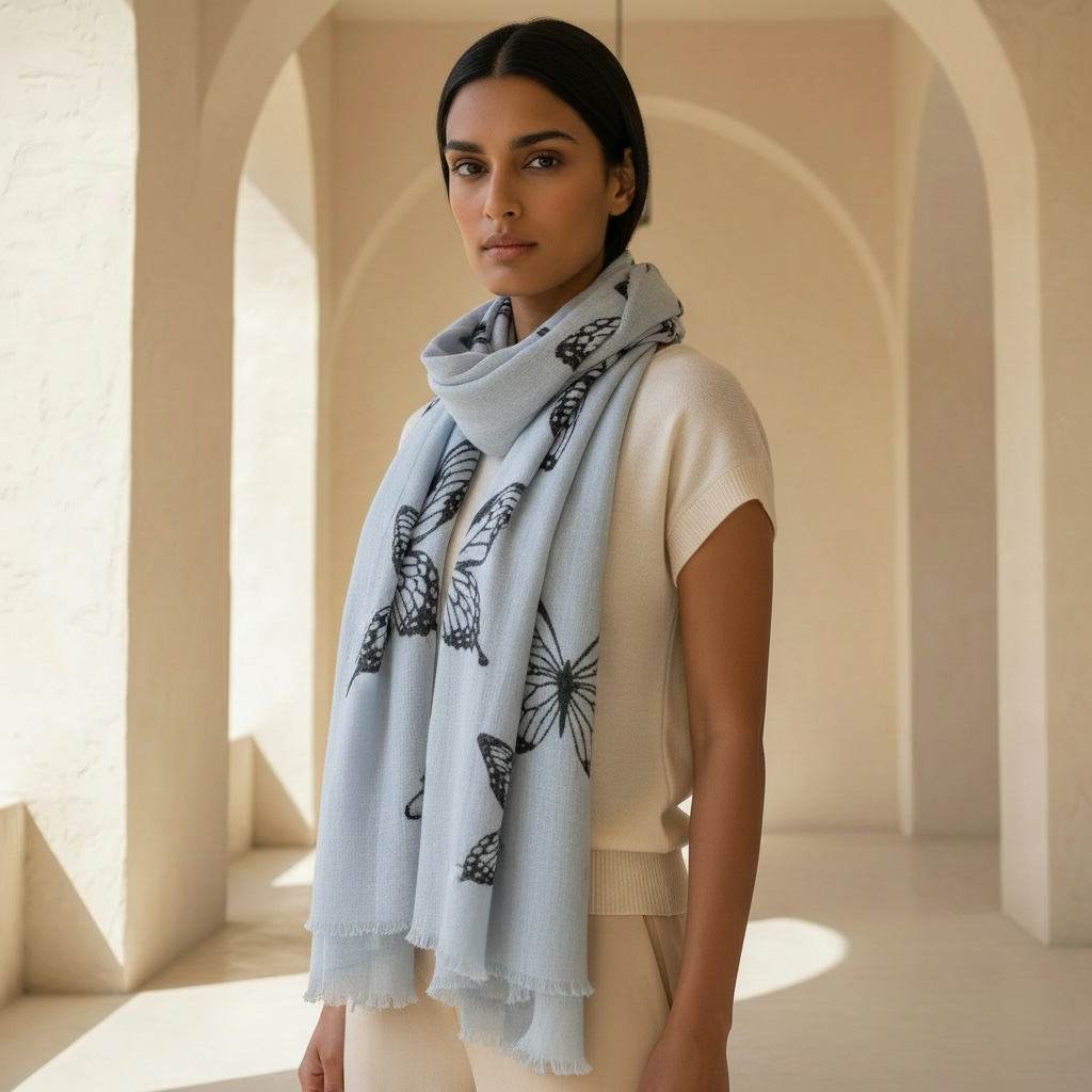 MARINO FELTED CASHMERE SCARF - LIGHT BLUE