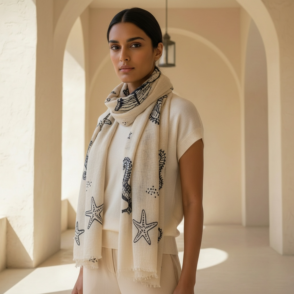 MARINO FELTED CASHMERE SCARF - CREME