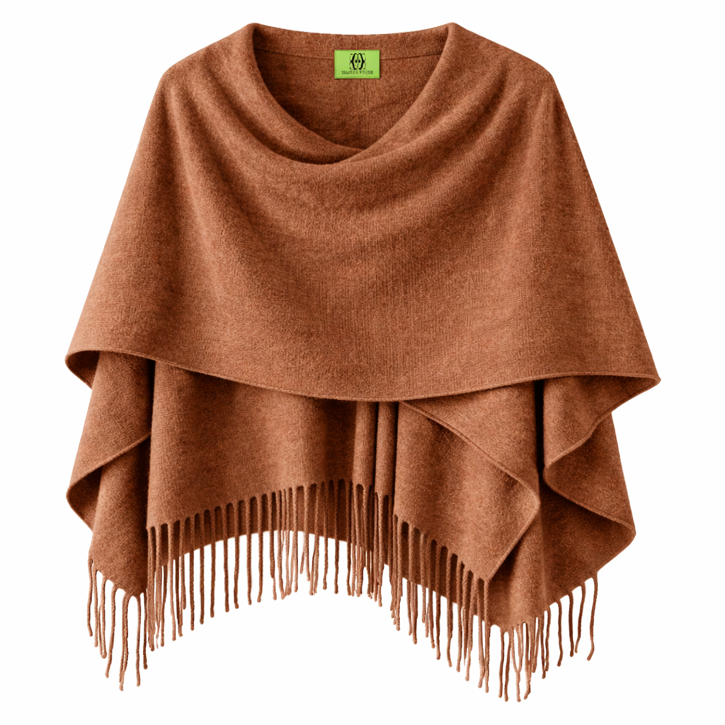 SHARON CAPE WITH FRINGES - HAYSTACK