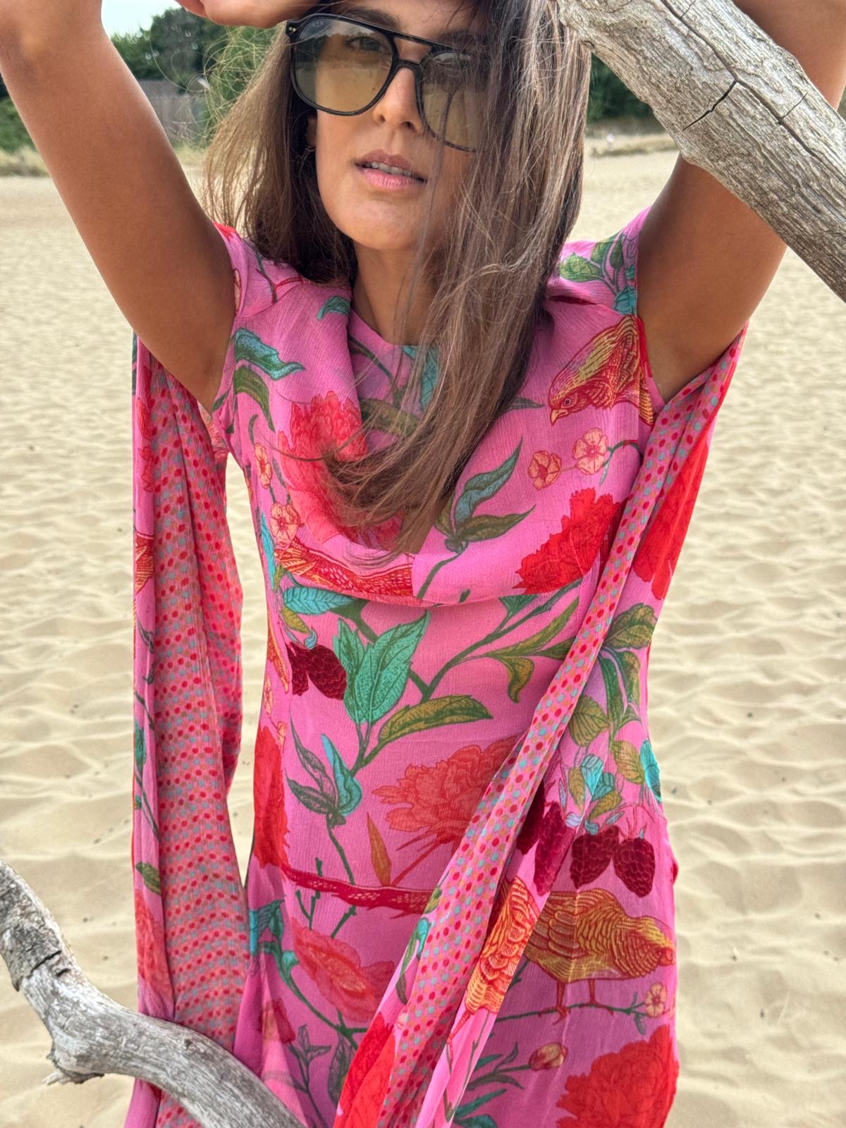 BIRD PARADISE DREAM DRESS - PINK