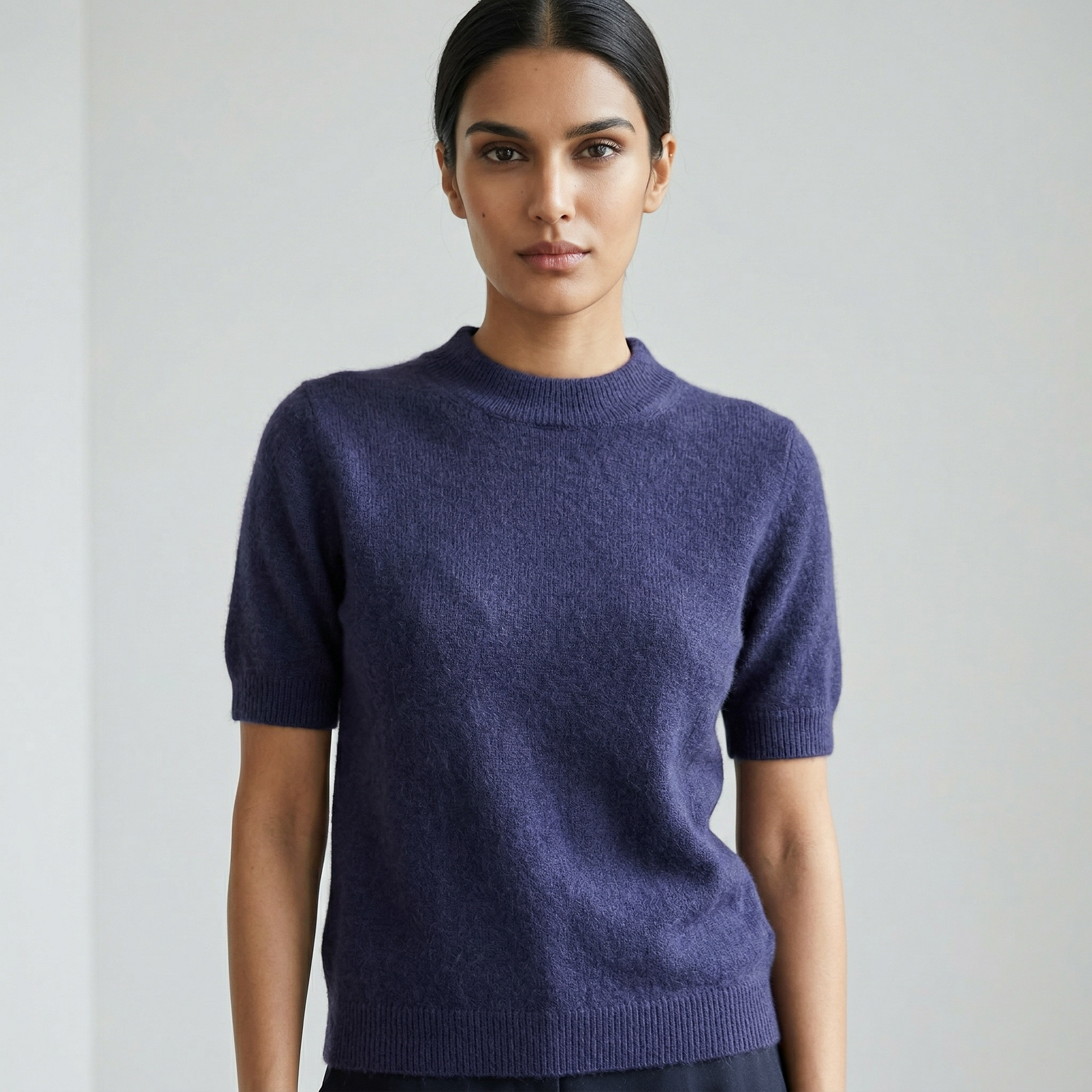 BRUSHED CASHMERE SHIRT - NAVY