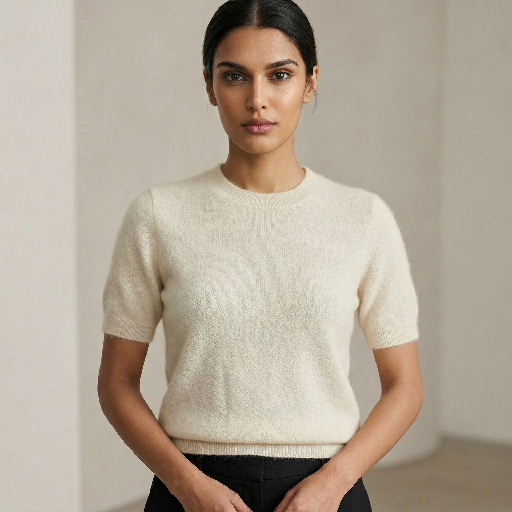 BRUSHED CASHMERE SHIRT - WHITE