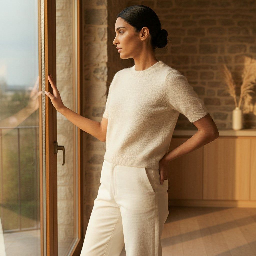 BRUSHED CASHMERE SHIRT - WHITE