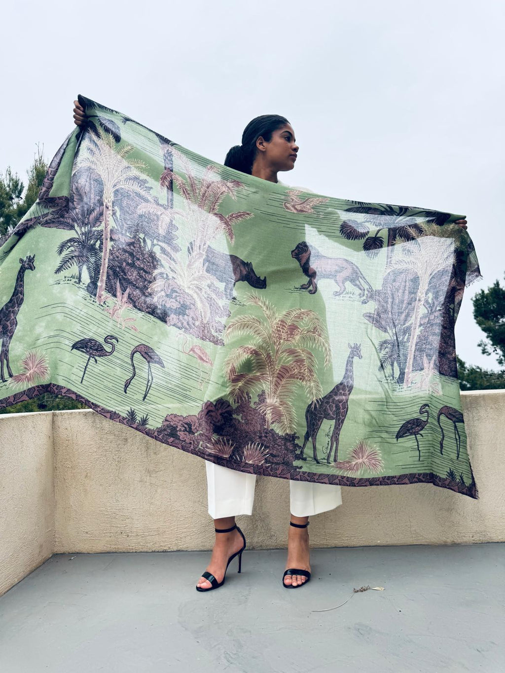 GREVANNE CASHMERE SCARF - GREEN