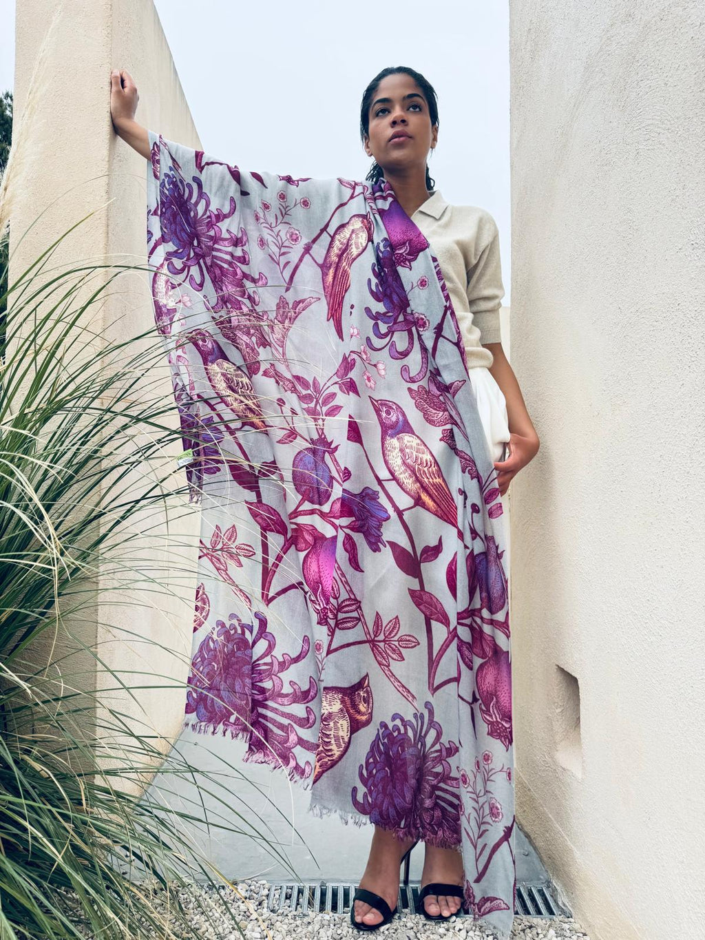 EDEN CASHMERE SCARF - GREY