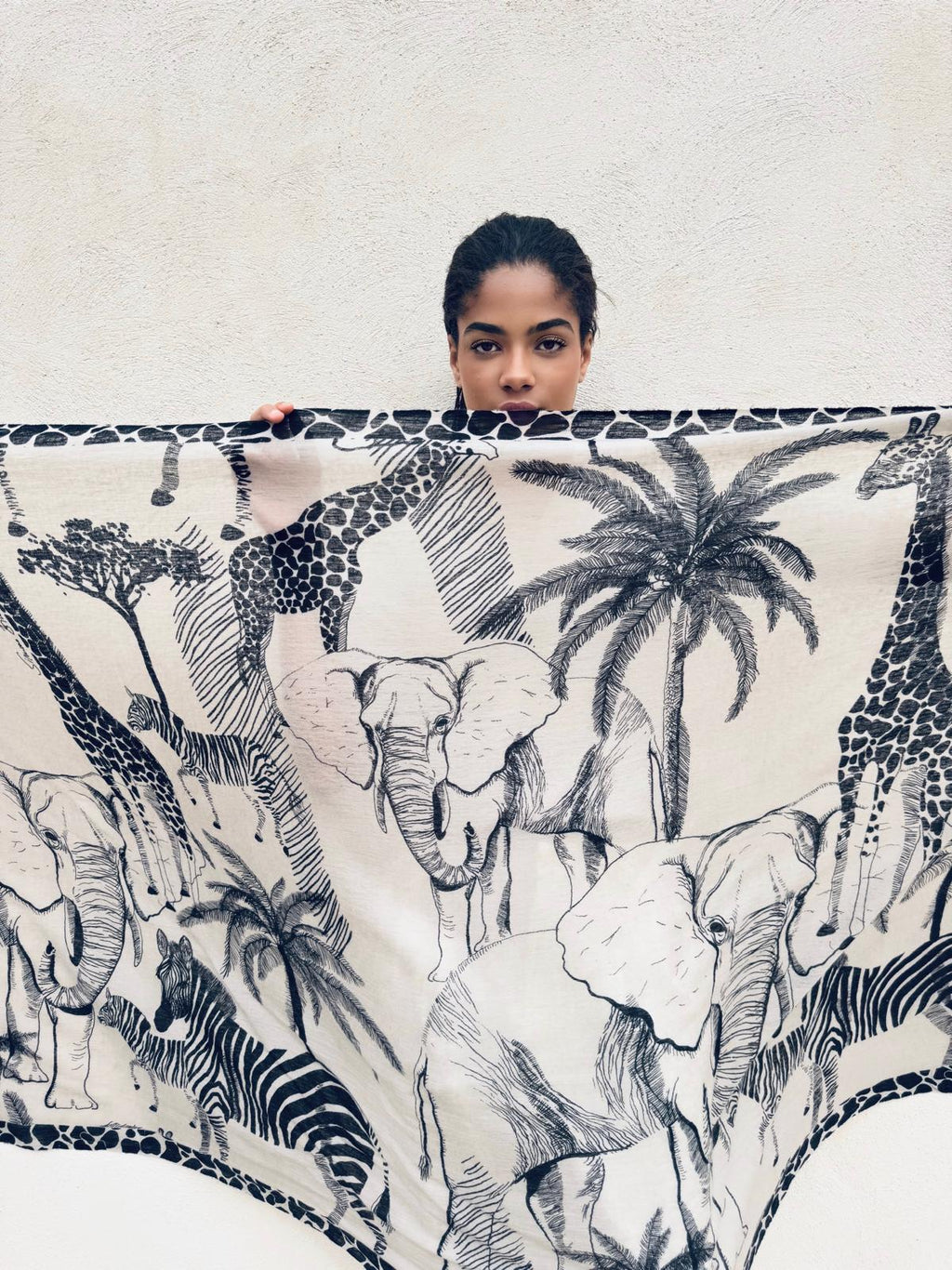 AFRIMALS CASHMERE SCARF - CHALK