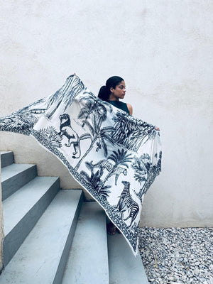 AFRIMALS CASHMERE SCARF - CHALK