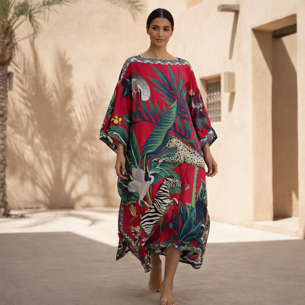 VENICE ANIMAL SILK TUNIC - DAYGLOW