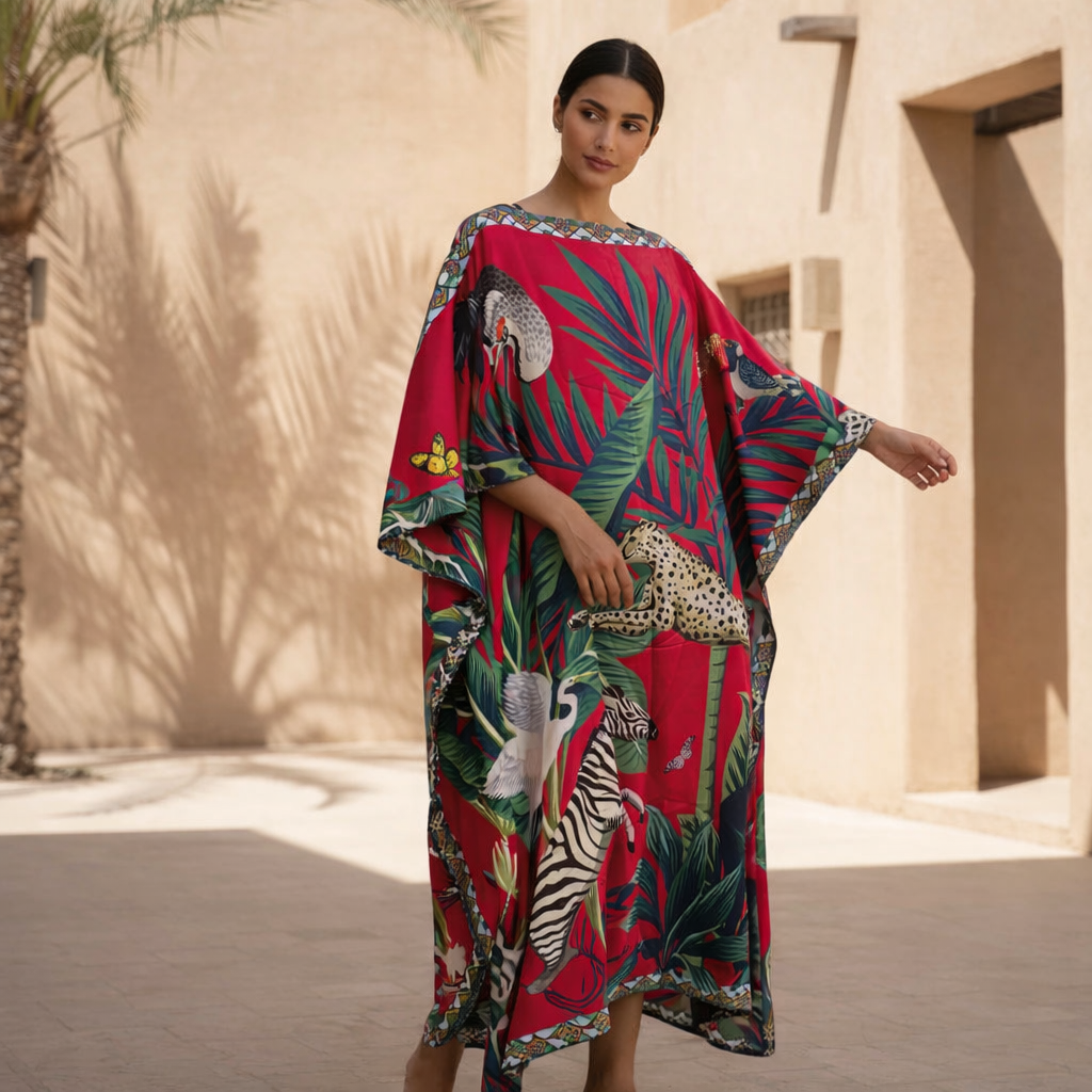 VENICE ANIMAL SILK TUNIC - DAYGLOW