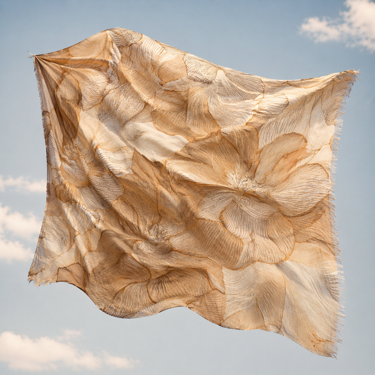 FLORALEEN CASHMERE SCARF - OFFWHITE