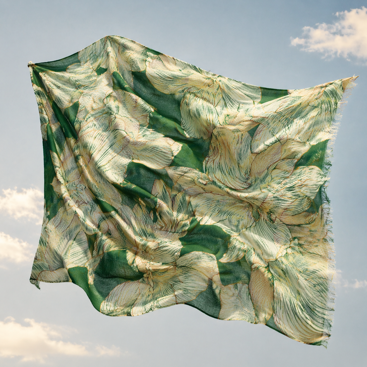 FLORALEEN CASHMERE SCARF FOREST