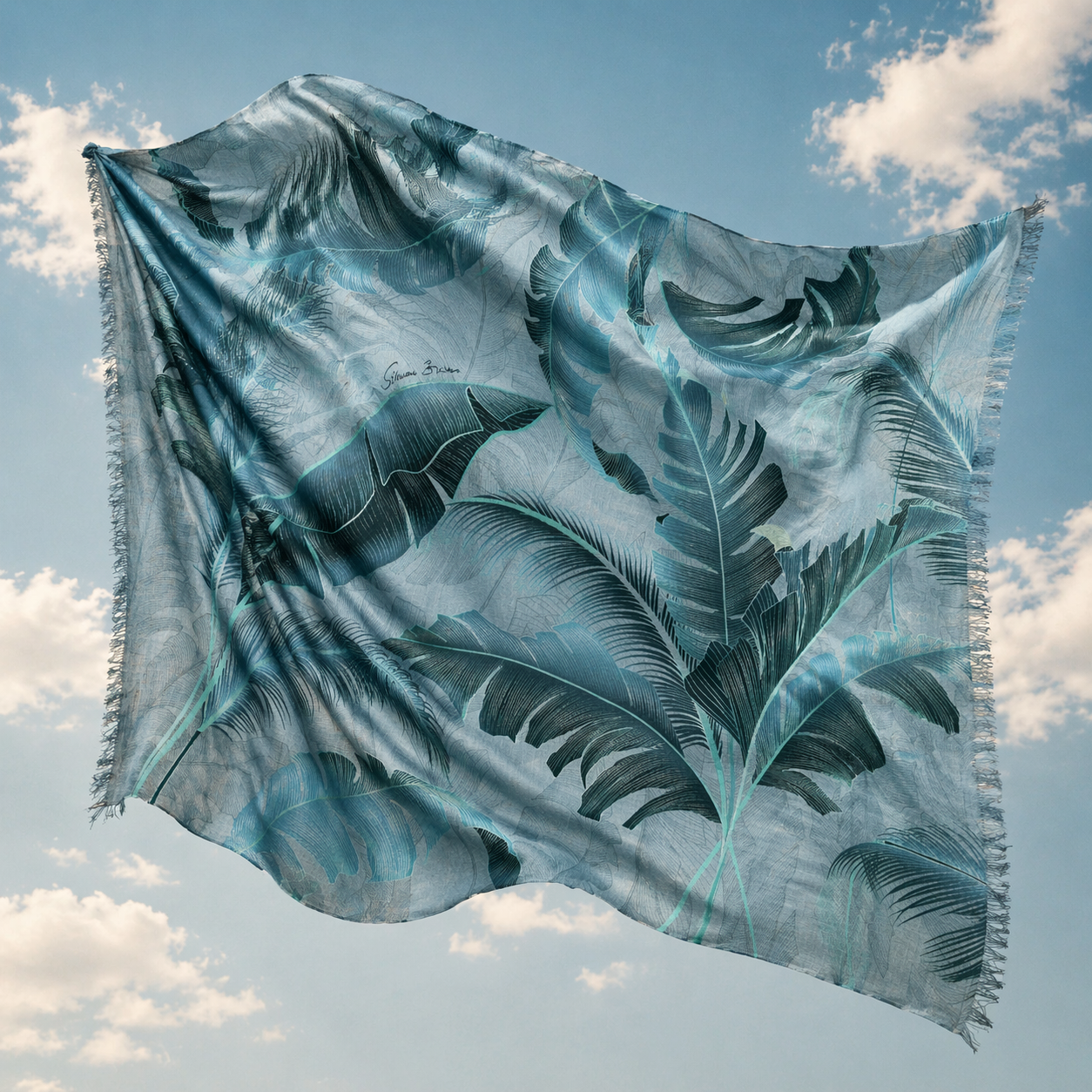 VERDLEAF CASHMERE SCARF - SMOKEYBLUE