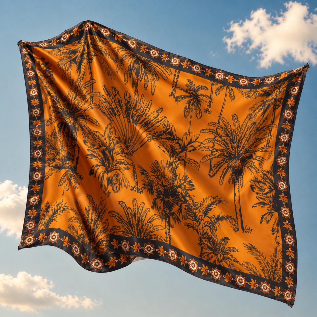 PALMLINE CASHMERE SCARF - GOLD