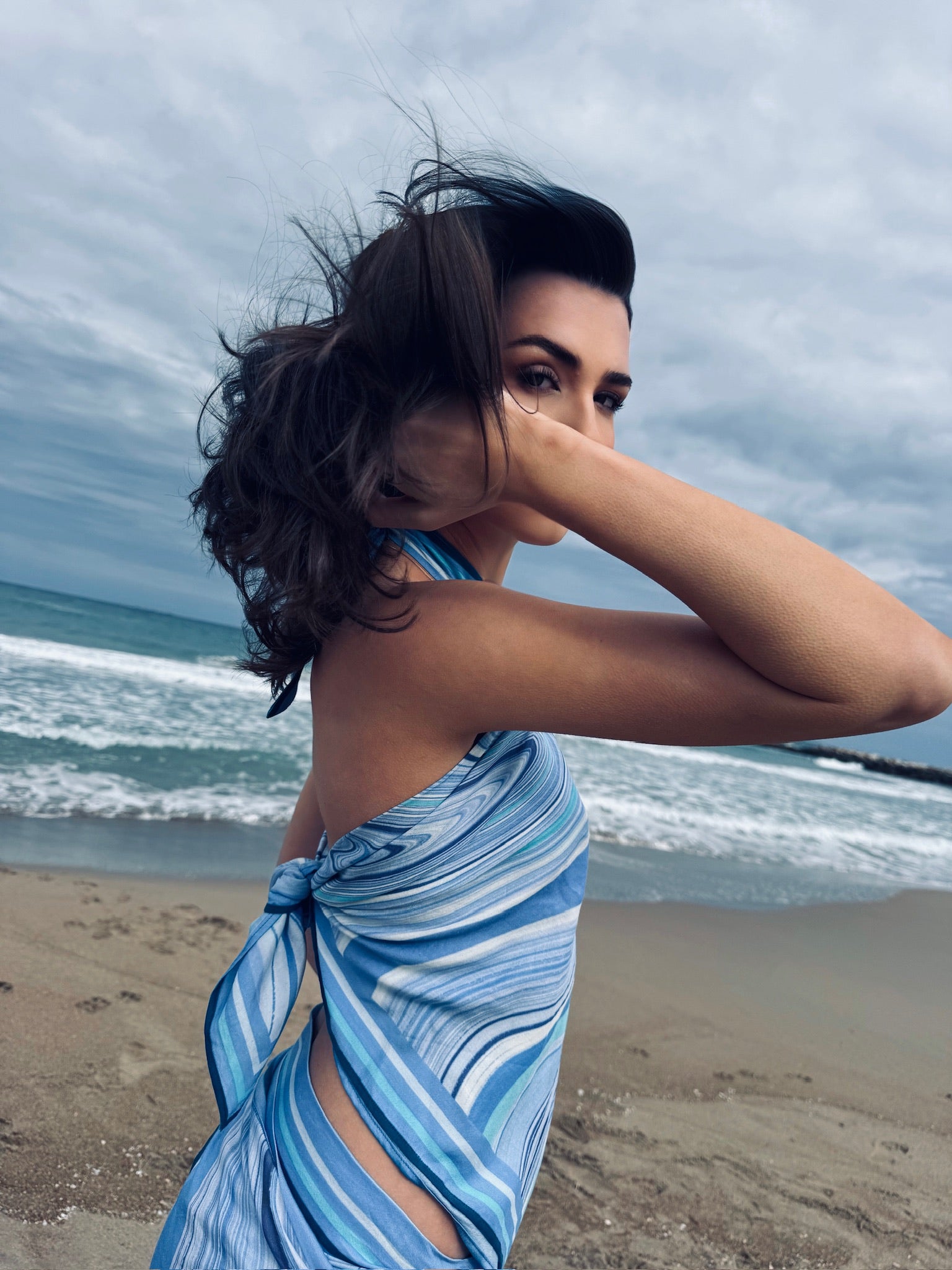 SWIRL BEACH TOP - BLUE