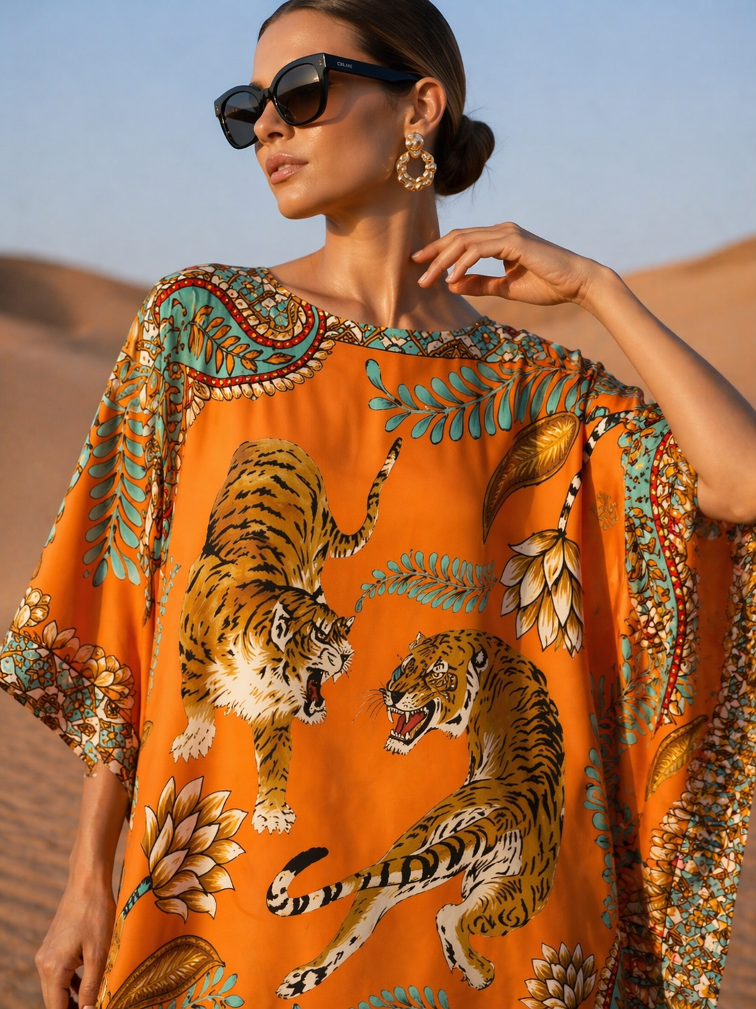 TIGER & JUNGLE SHORT DRESS - ORANGE