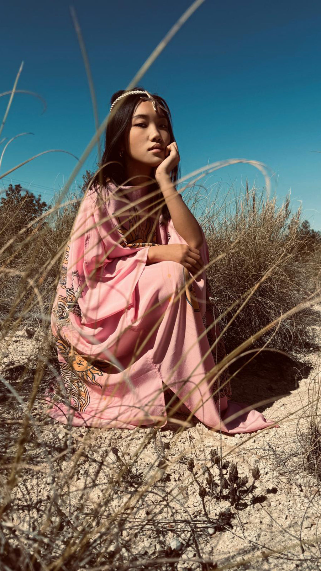 SUN GLOW SILK TUNIC - ROSE