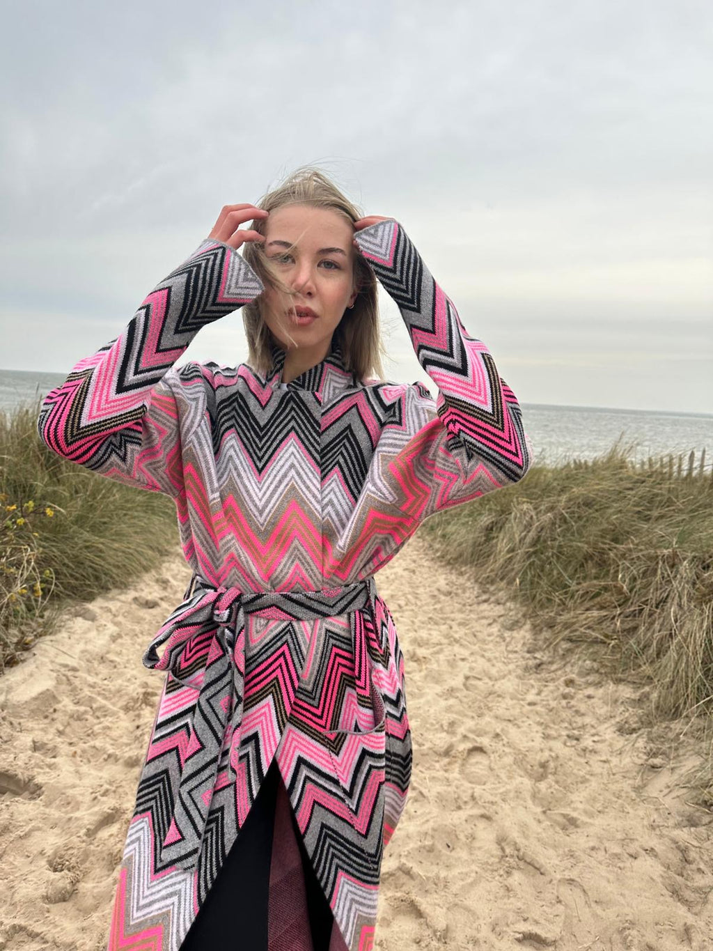 MAISON CARDIGAN - PINK/GREY