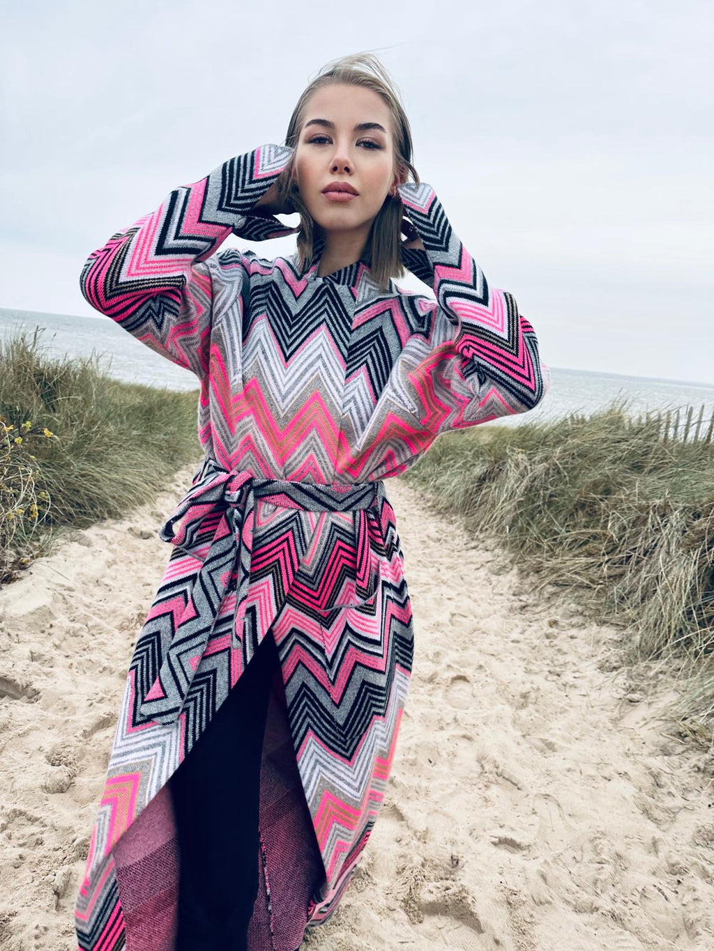 MAISON CARDIGAN - PINK/GREY