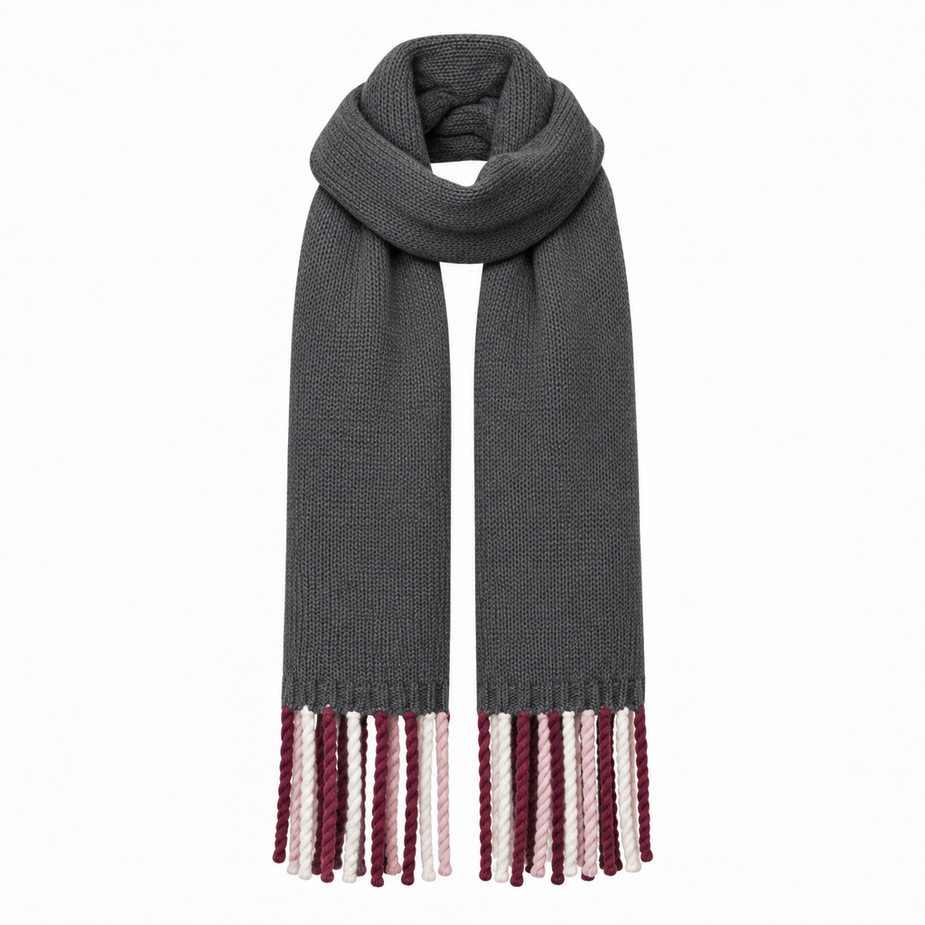 COLORFUL FRINGES SCARF - FLANNEL