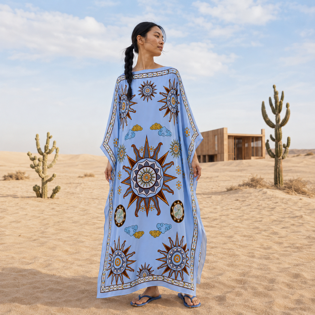 SOL SILK TUNIC - LIGHT BLUE