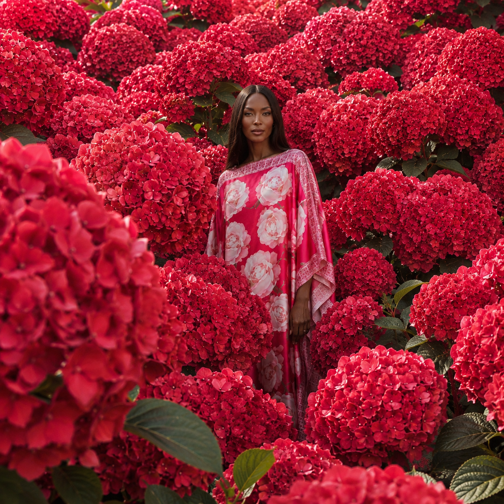 ROSES SILK TUNIC - RED